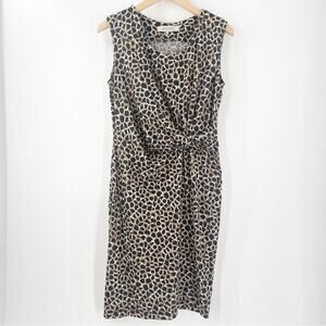 GERARD DAREL Dress Size 42 Silk Blend Faux Wrap Abstract Animal Print Designer